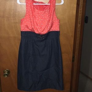 Denim and polkadot dress